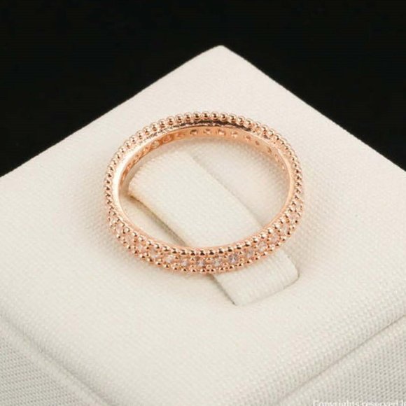 Iris Wedding Band 18K Rose Gold AAA CZ Eternity - Picture 3 of 8